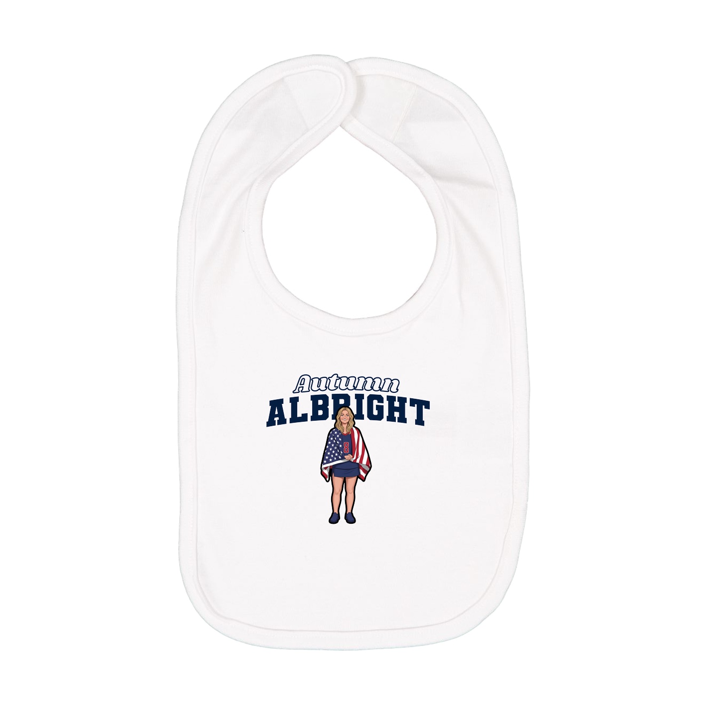 Infant Bib — Name Arch in White