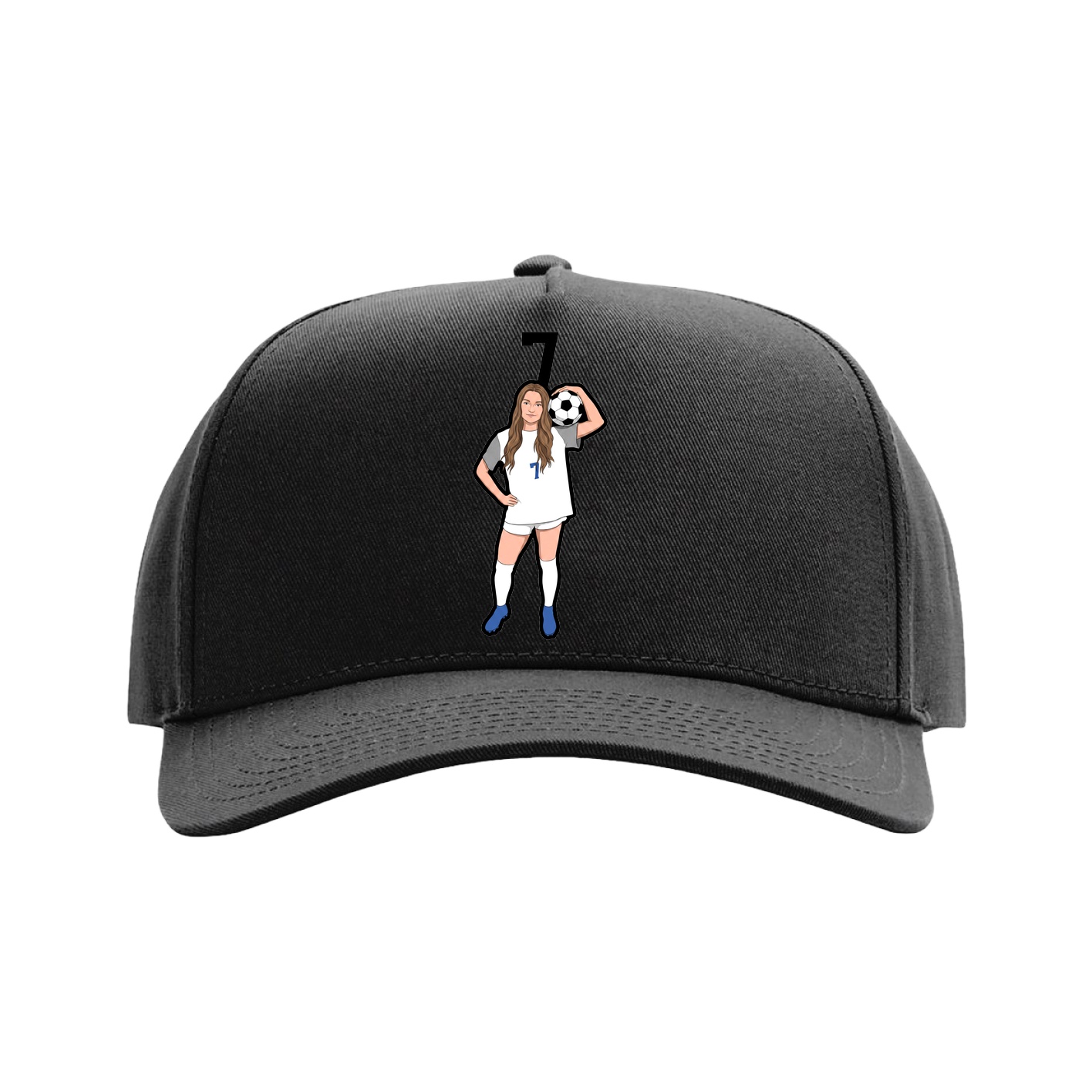 Full Fabric Five-Panel Champ Cap — Number Top in Black