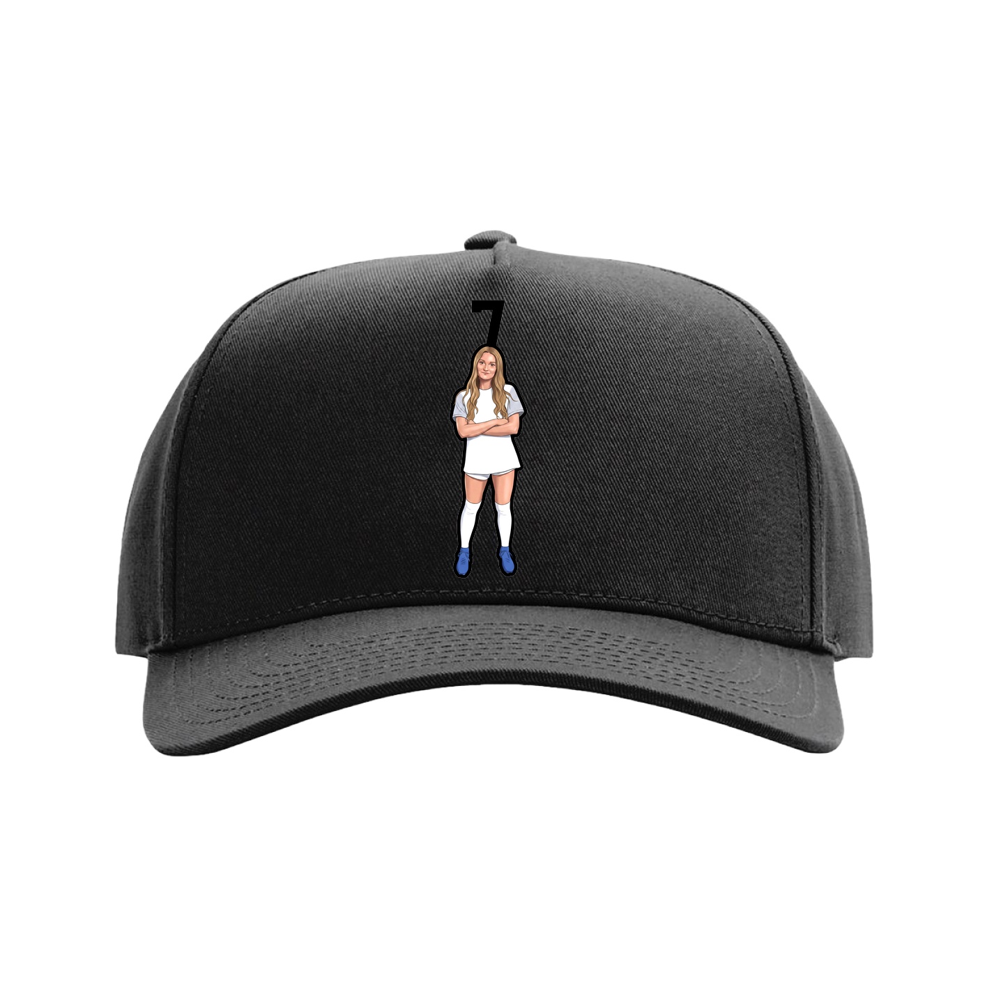 Full Fabric Five-Panel Champ Cap — Number Top in Black