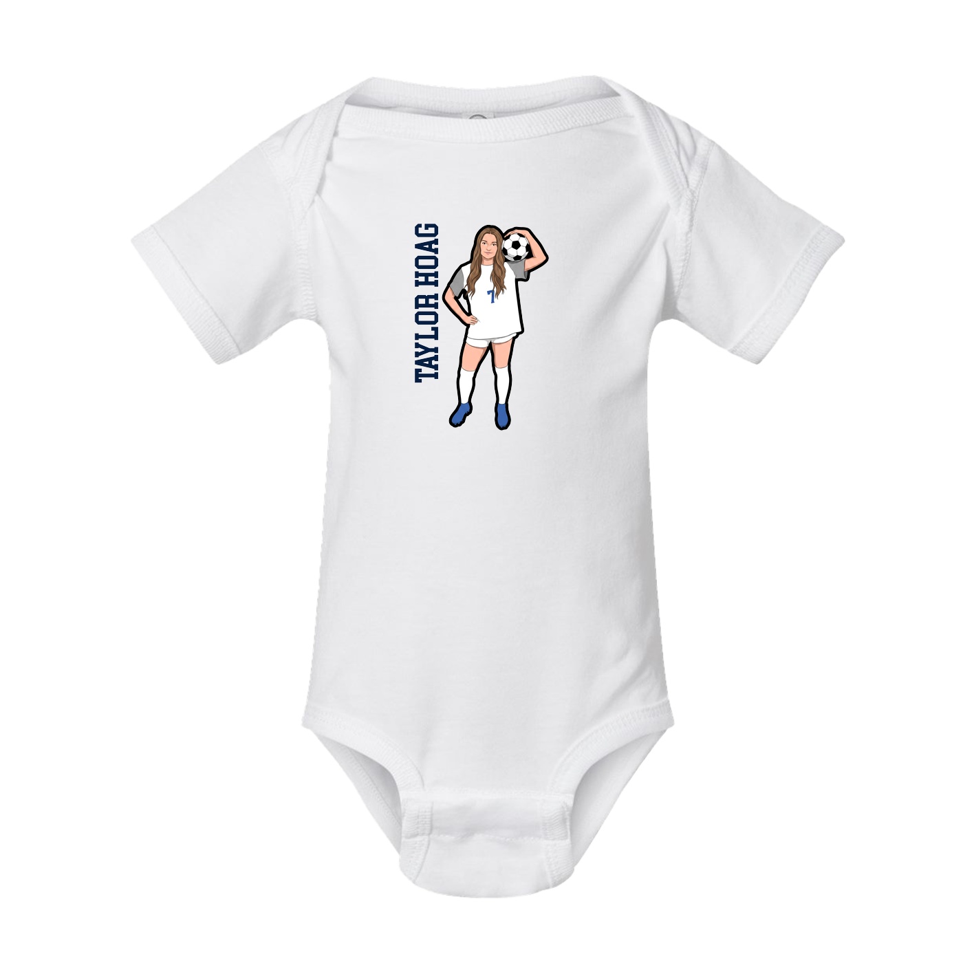 Baby Onesie — Name Vertical in White