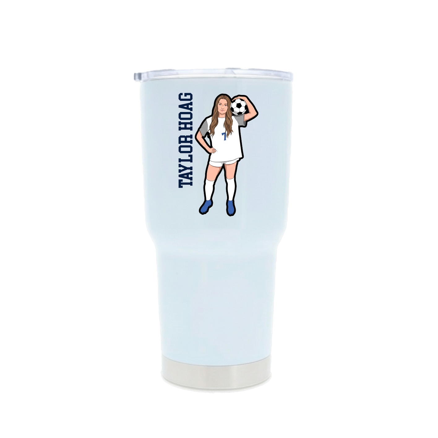 30oz Stainless Steel Tumbler — Name Vertical in White