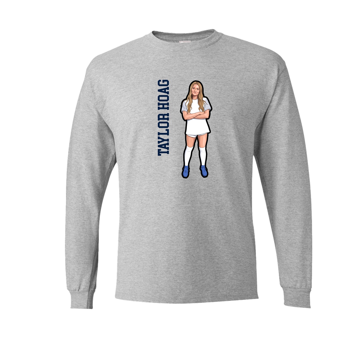 Long Sleeve Tee — Name Vertical in Grey