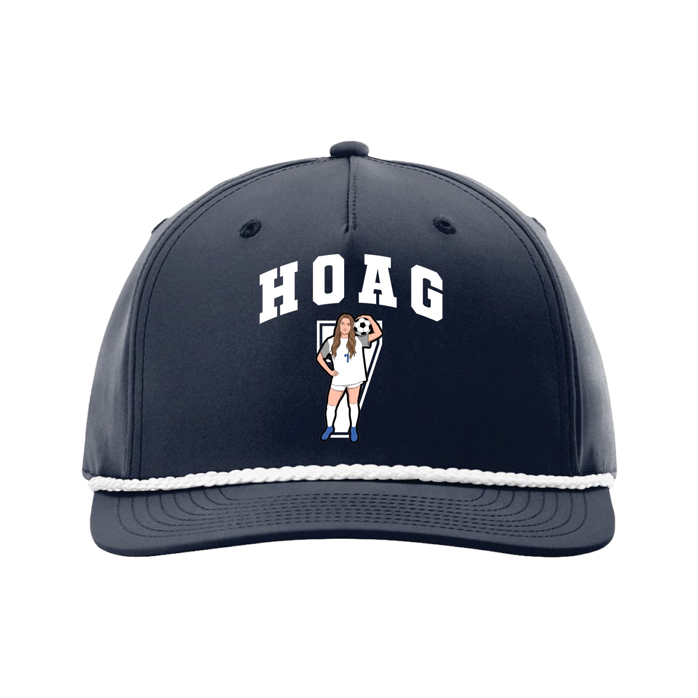 Five-Panel Classic Rope Cap — Number in Navy