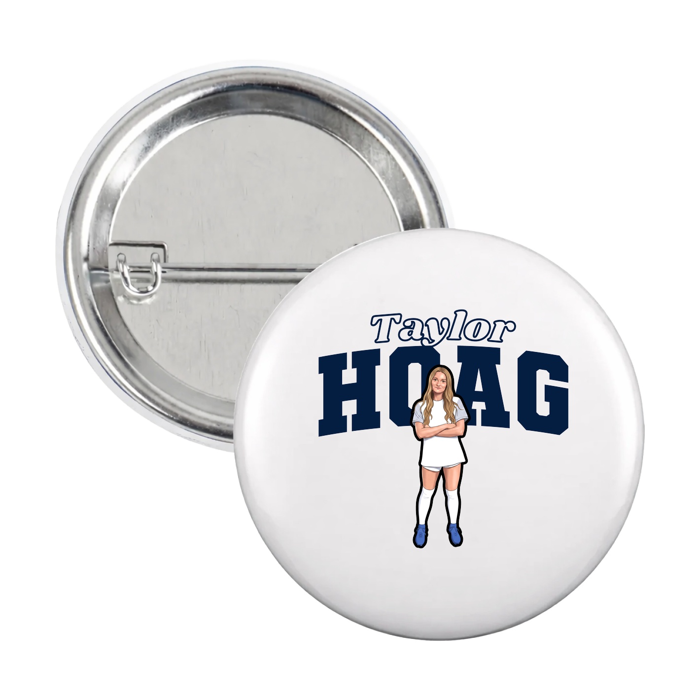 Game Day Button — Name Arch in White