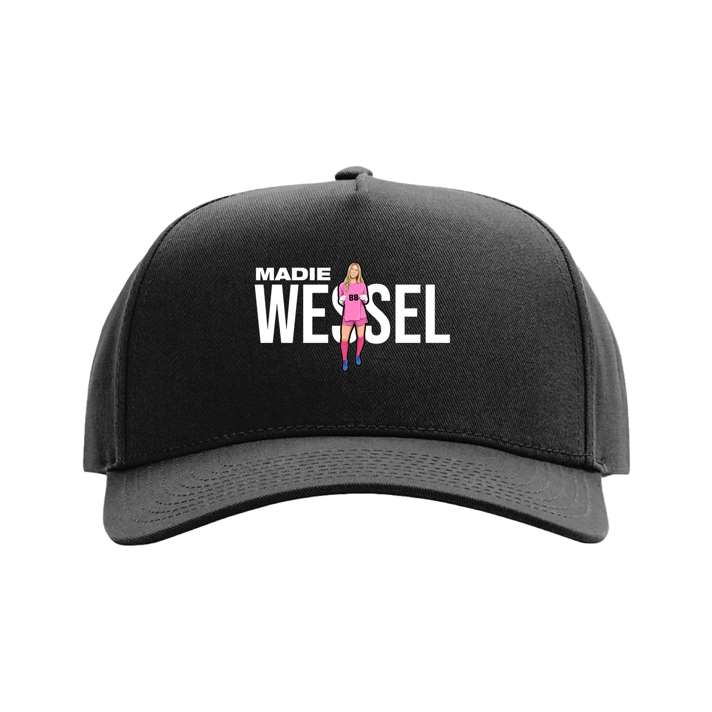 Full Fabric Five-Panel Champ Cap — Player Name in Black