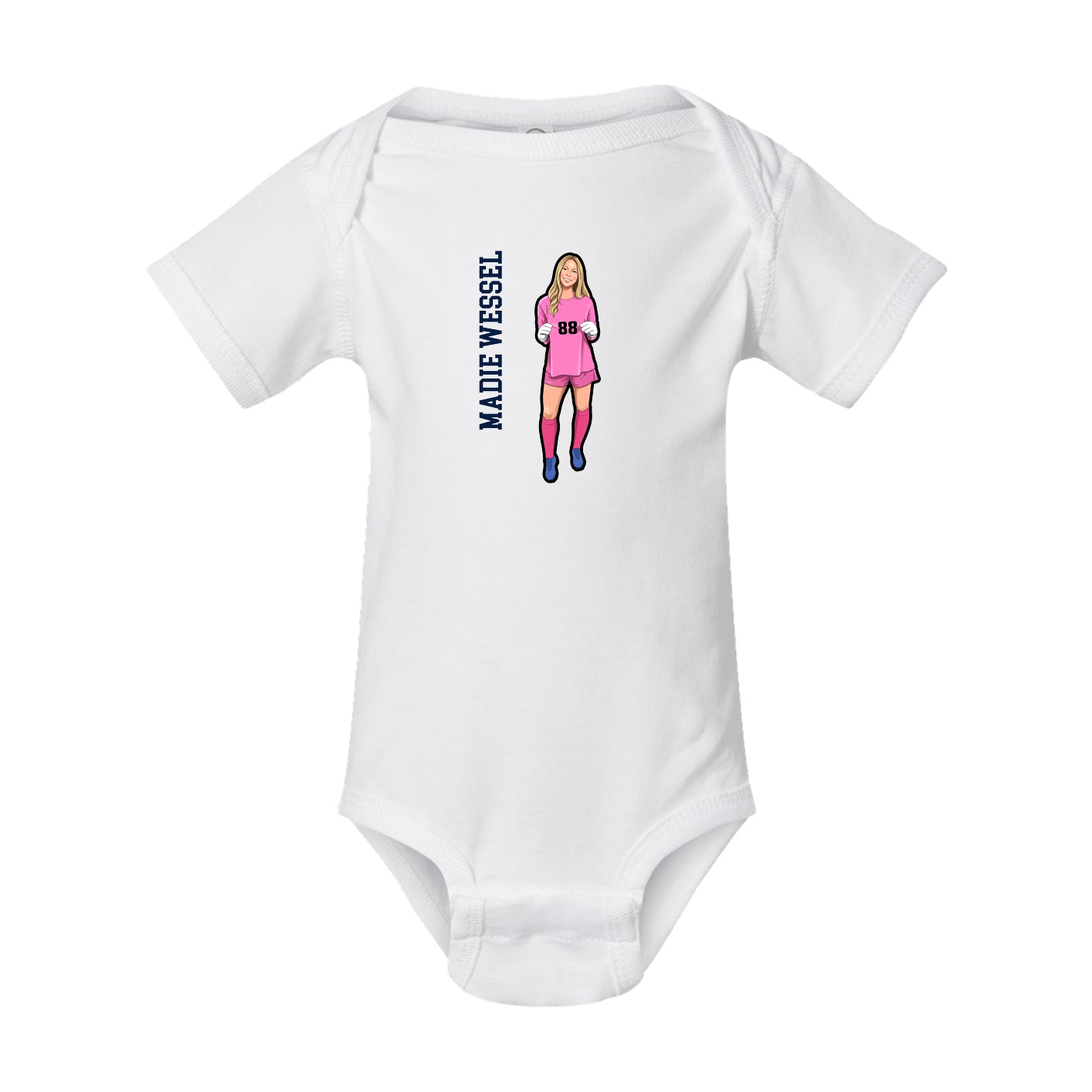 Baby Onesie — Name Vertical in White