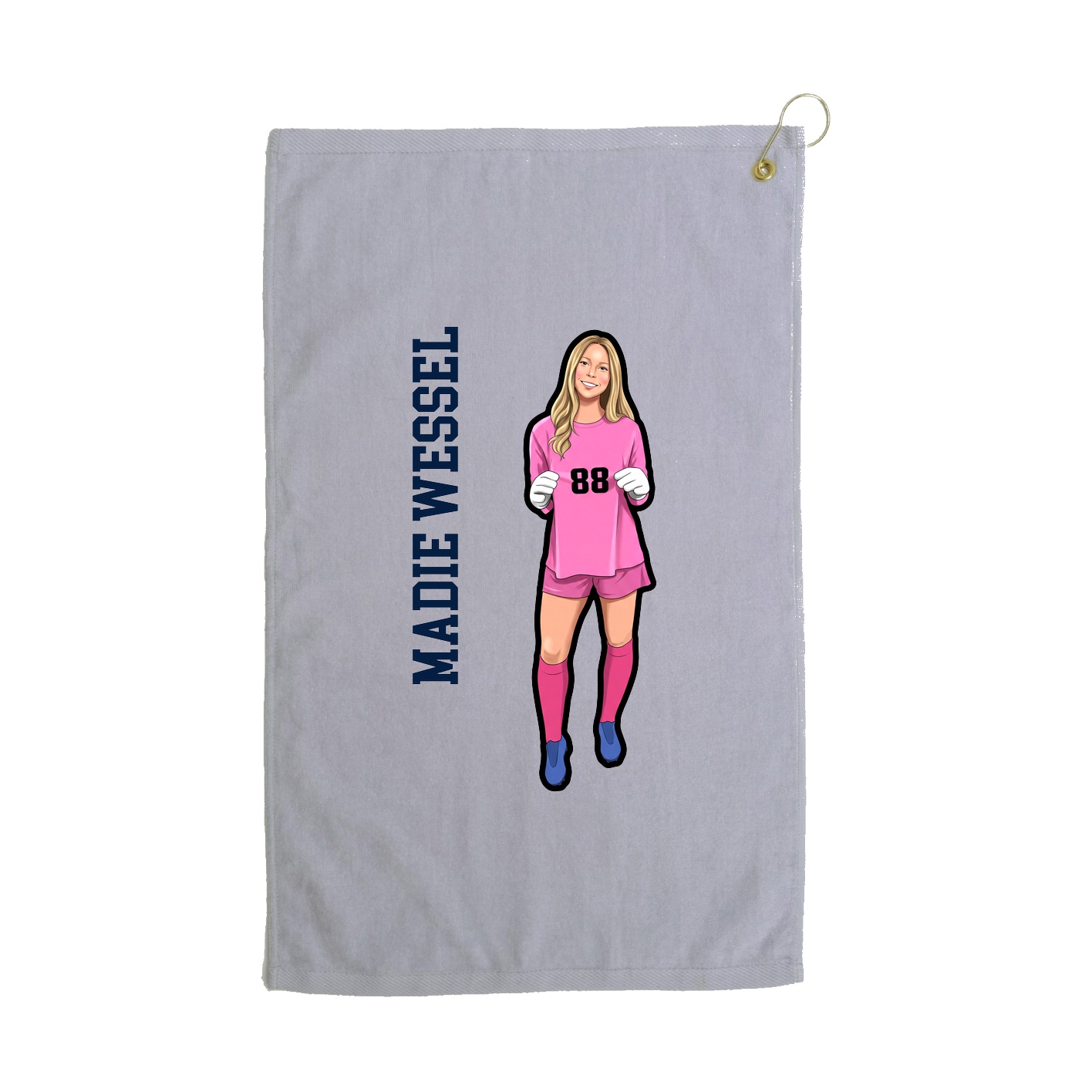 Golf Towel — Name Vertical in Grey