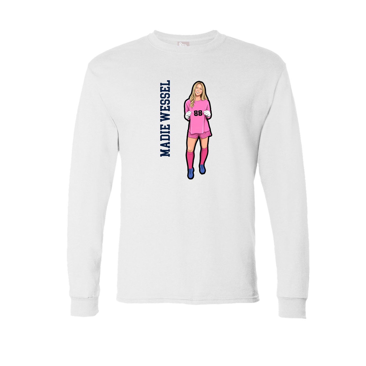Long Sleeve Tee — Name Vertical in White