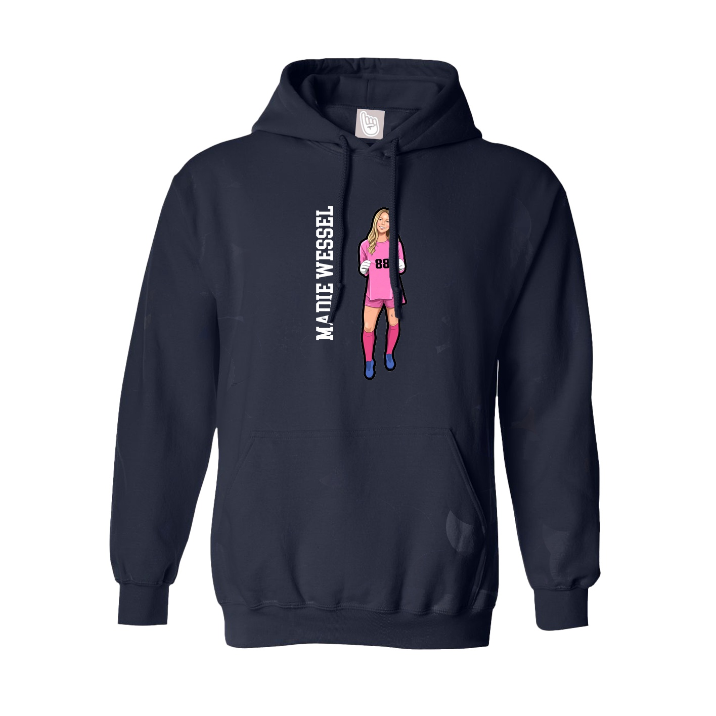 Youth Hoodie — Name Vertical in Navy