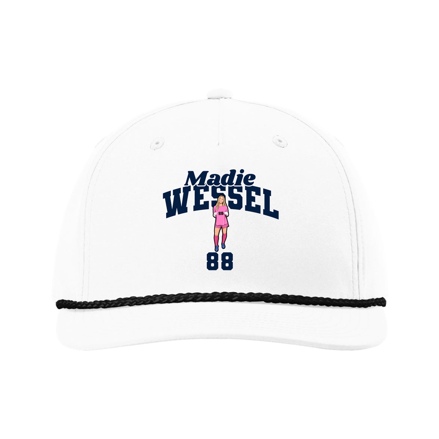 Five-Panel Classic Rope Cap — Signature Arch in White