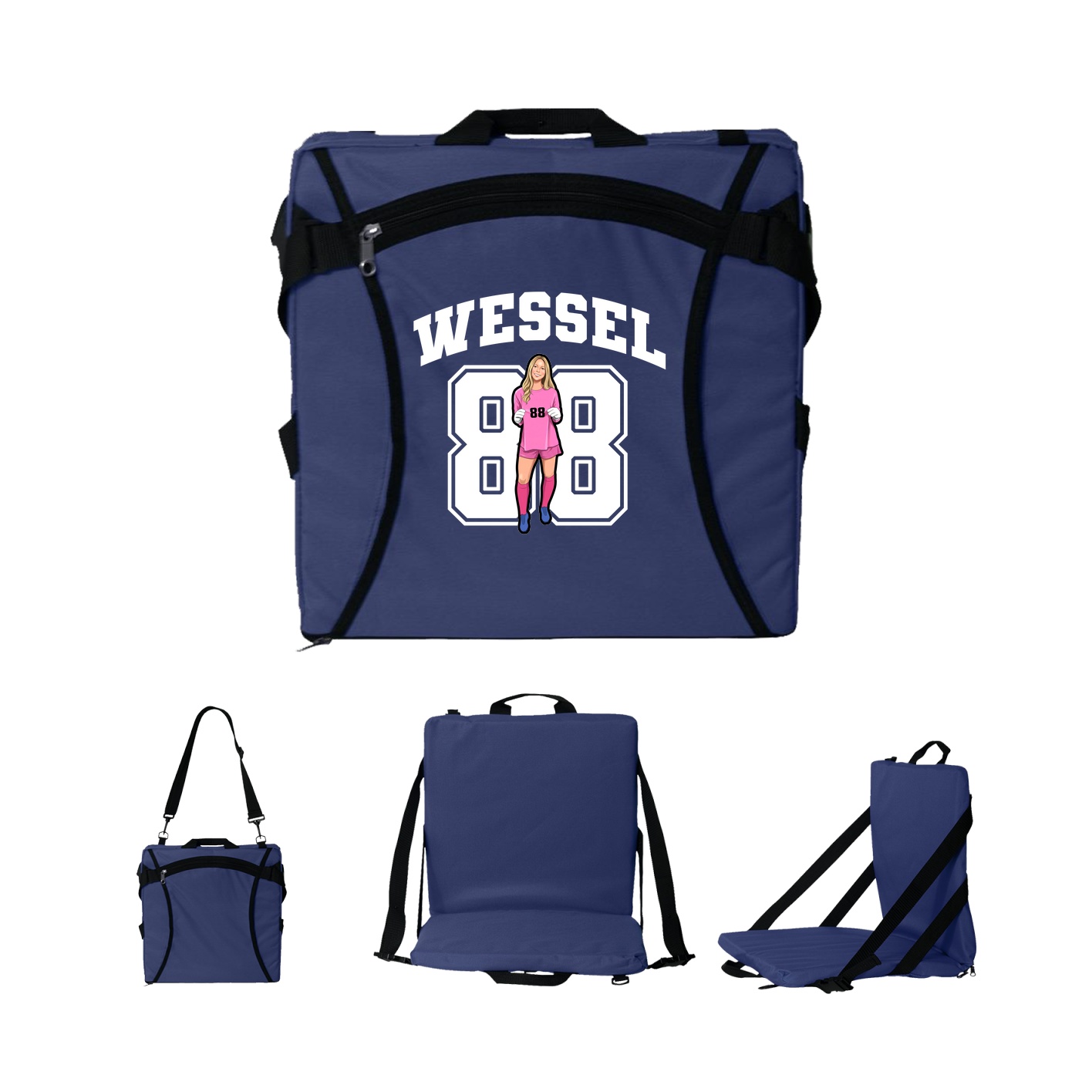 Folding Stadium Seat — Number in Navy