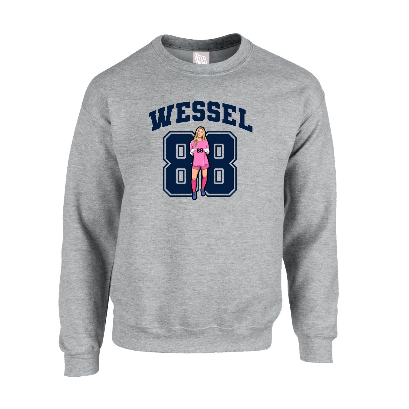 Fleece Crew — Number in Grey