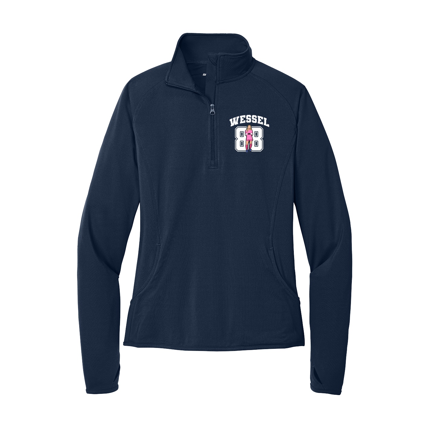 Women's Q-Zip Pullover — Number in Navy