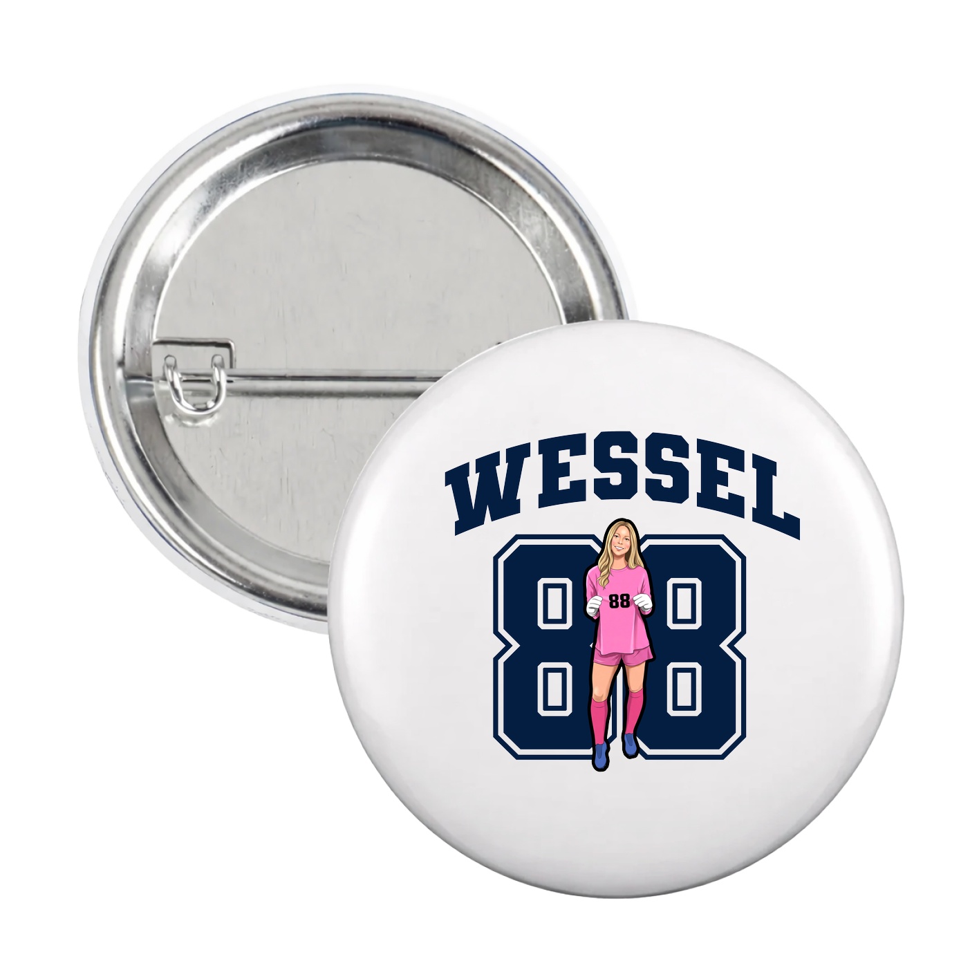 Game Day Button — Number in White