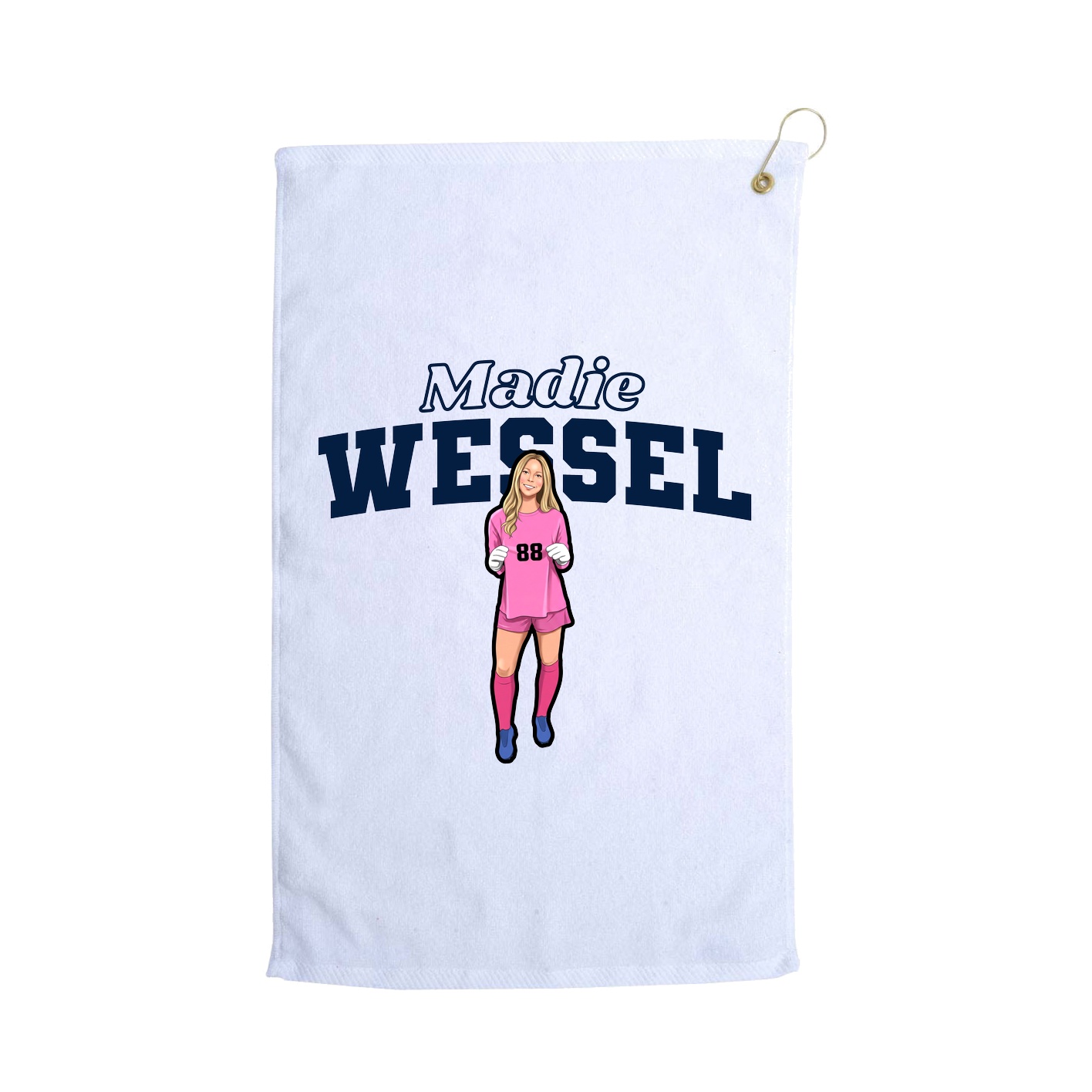 Golf Towel — Name Arch in White