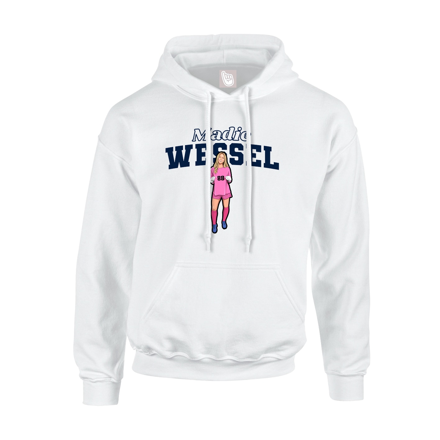 Youth Hoodie — Name Arch in White