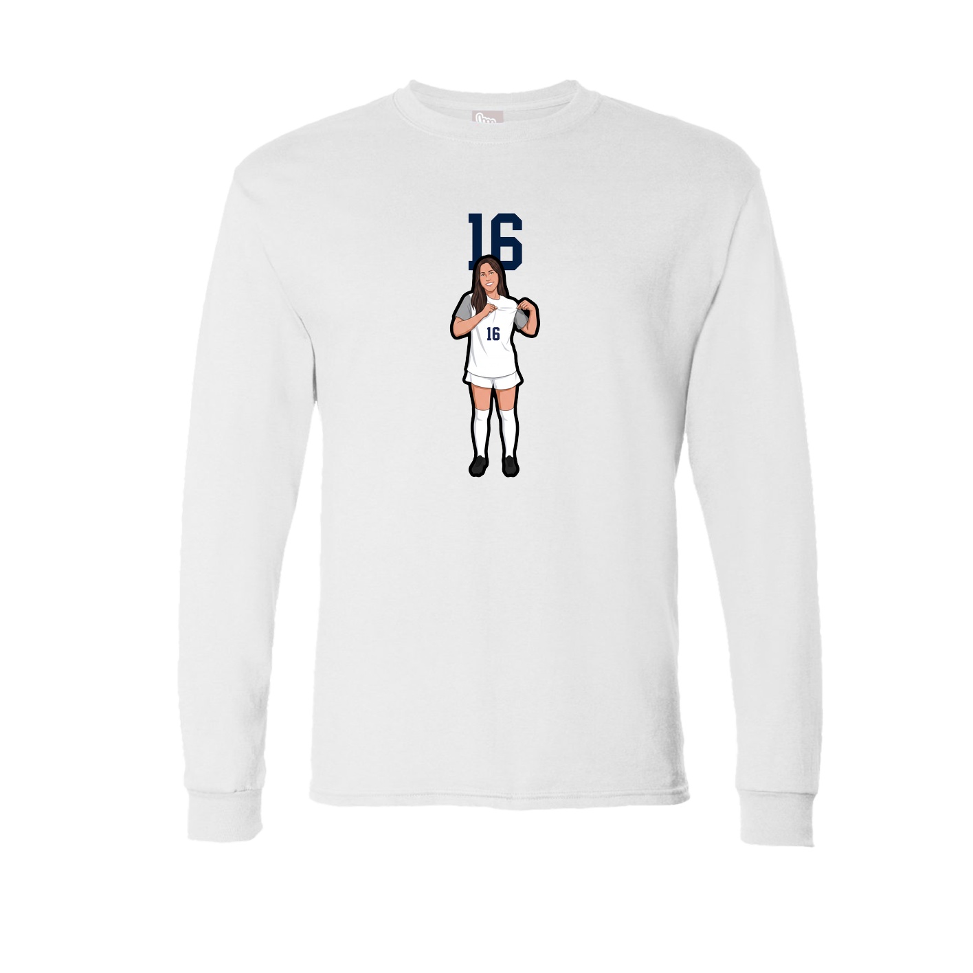 Long Sleeve Tee — Number Top in White
