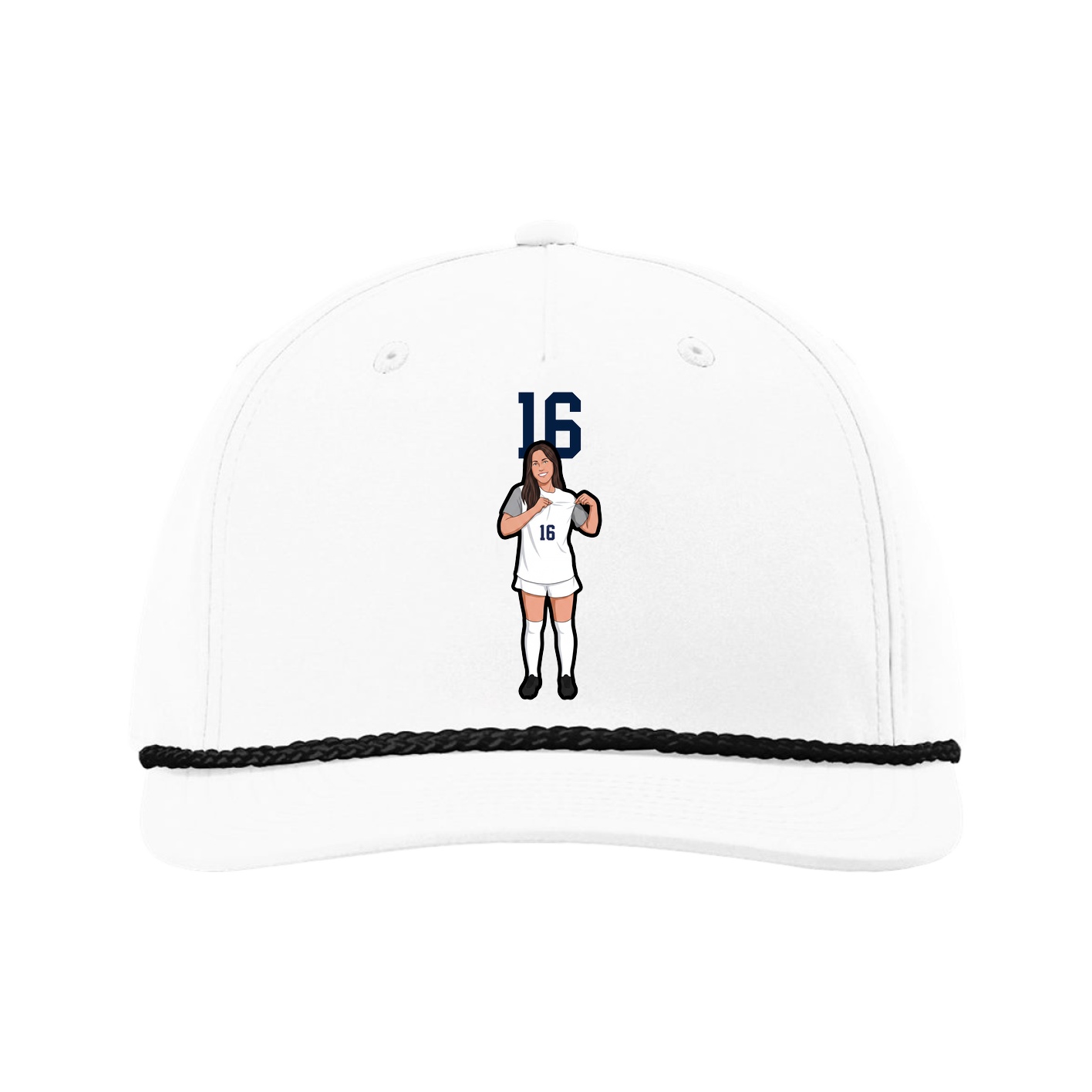 Five-Panel Classic Rope Cap — Number Top in White
