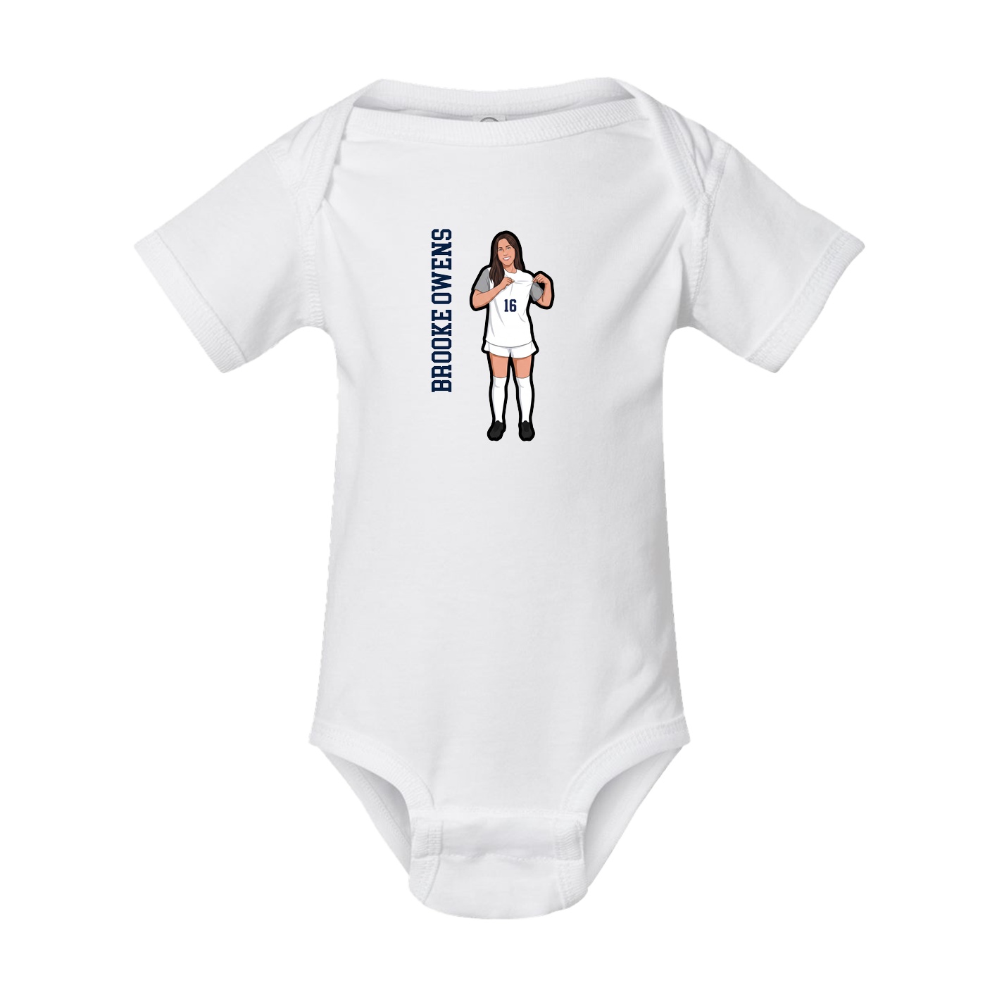 Baby Onesie — Name Vertical in White
