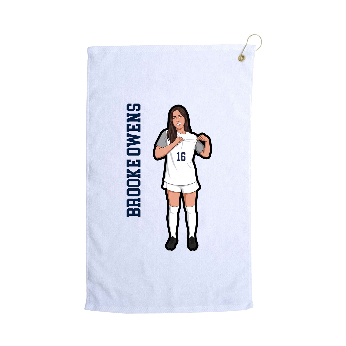 Golf Towel — Name Vertical in White