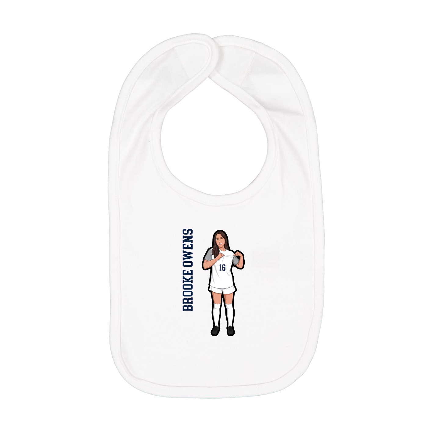 Infant Bib — Name Vertical in White