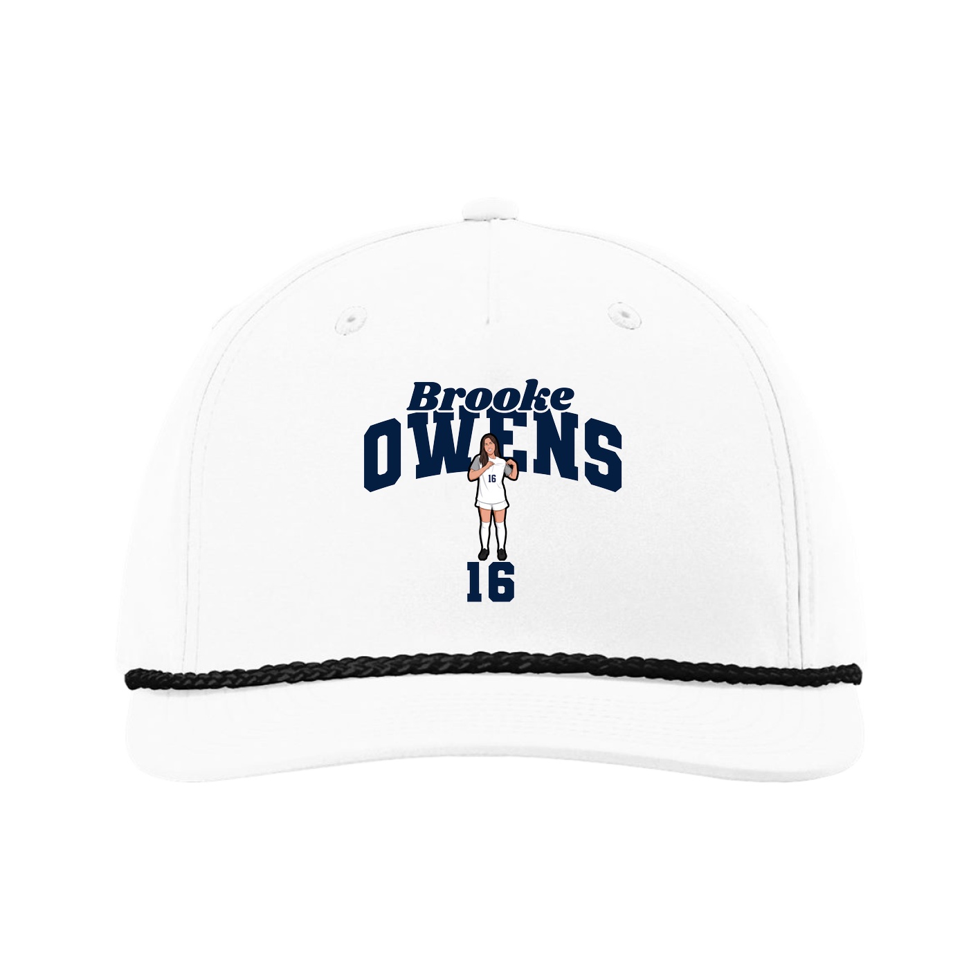 Five-Panel Classic Rope Cap — Signature Arch in White