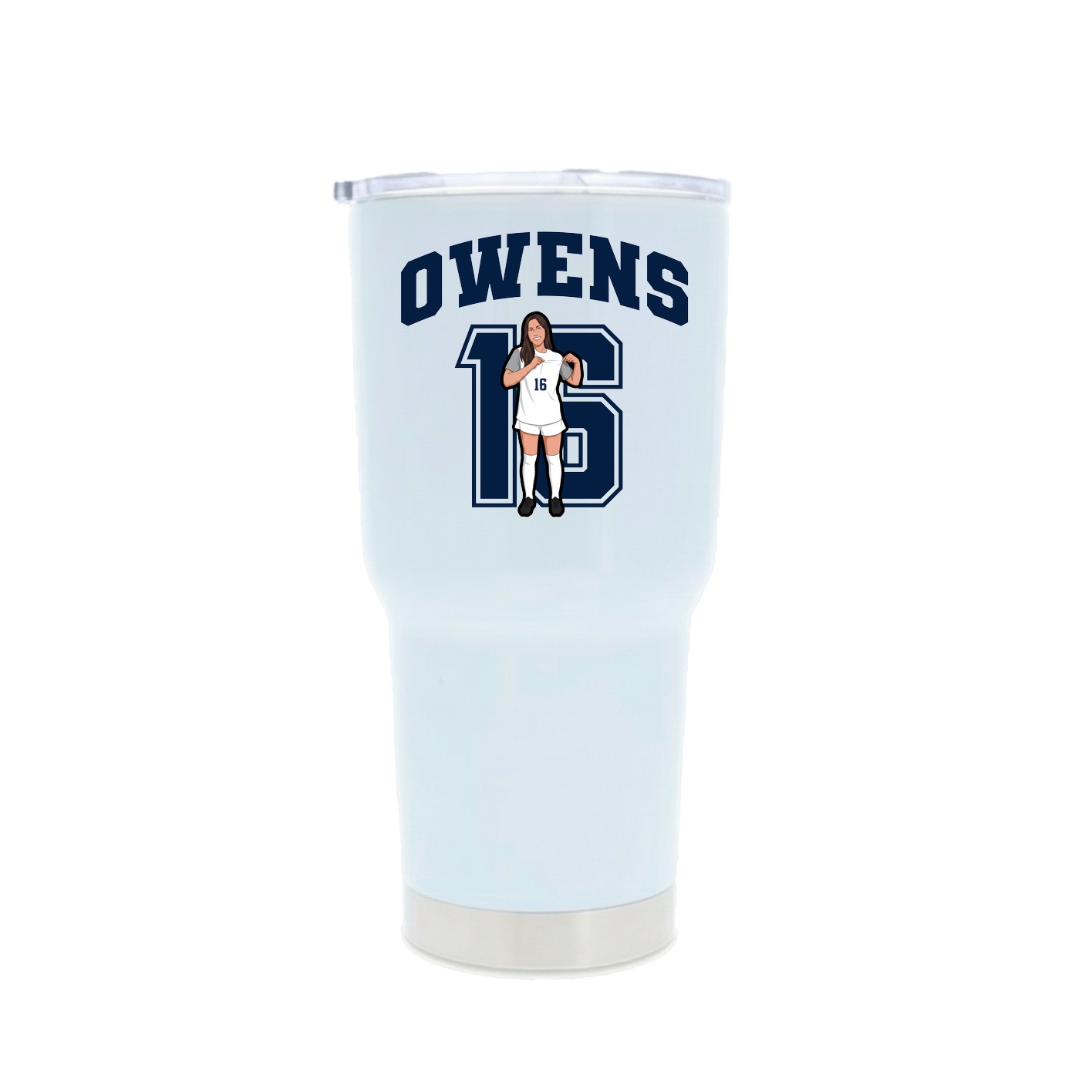 30oz Stainless Steel Tumbler — Number in White
