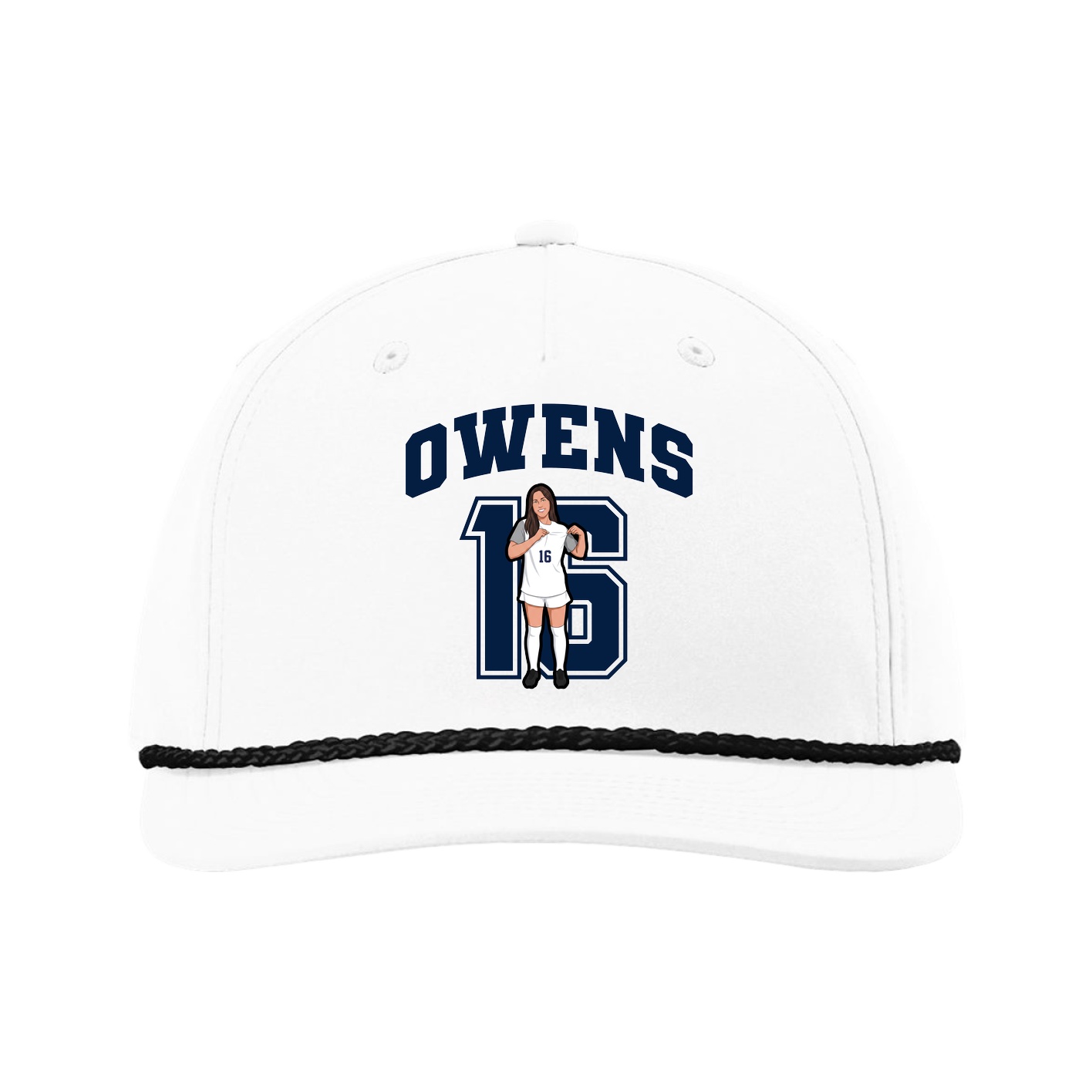 Five-Panel Classic Rope Cap — Number in White