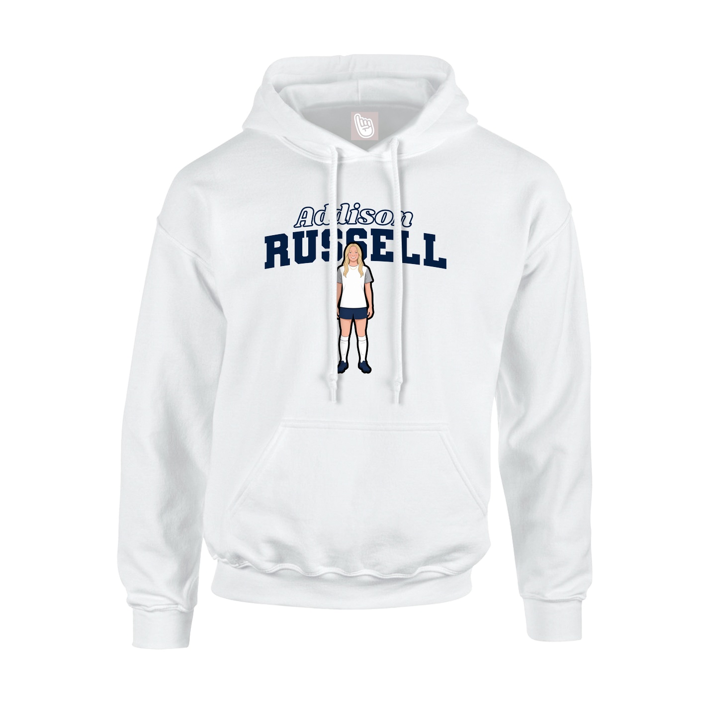 Youth Hoodie — Name Arch in White
