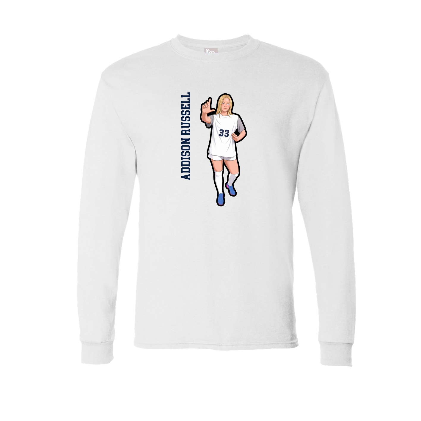 Long Sleeve Tee — Name Vertical in White