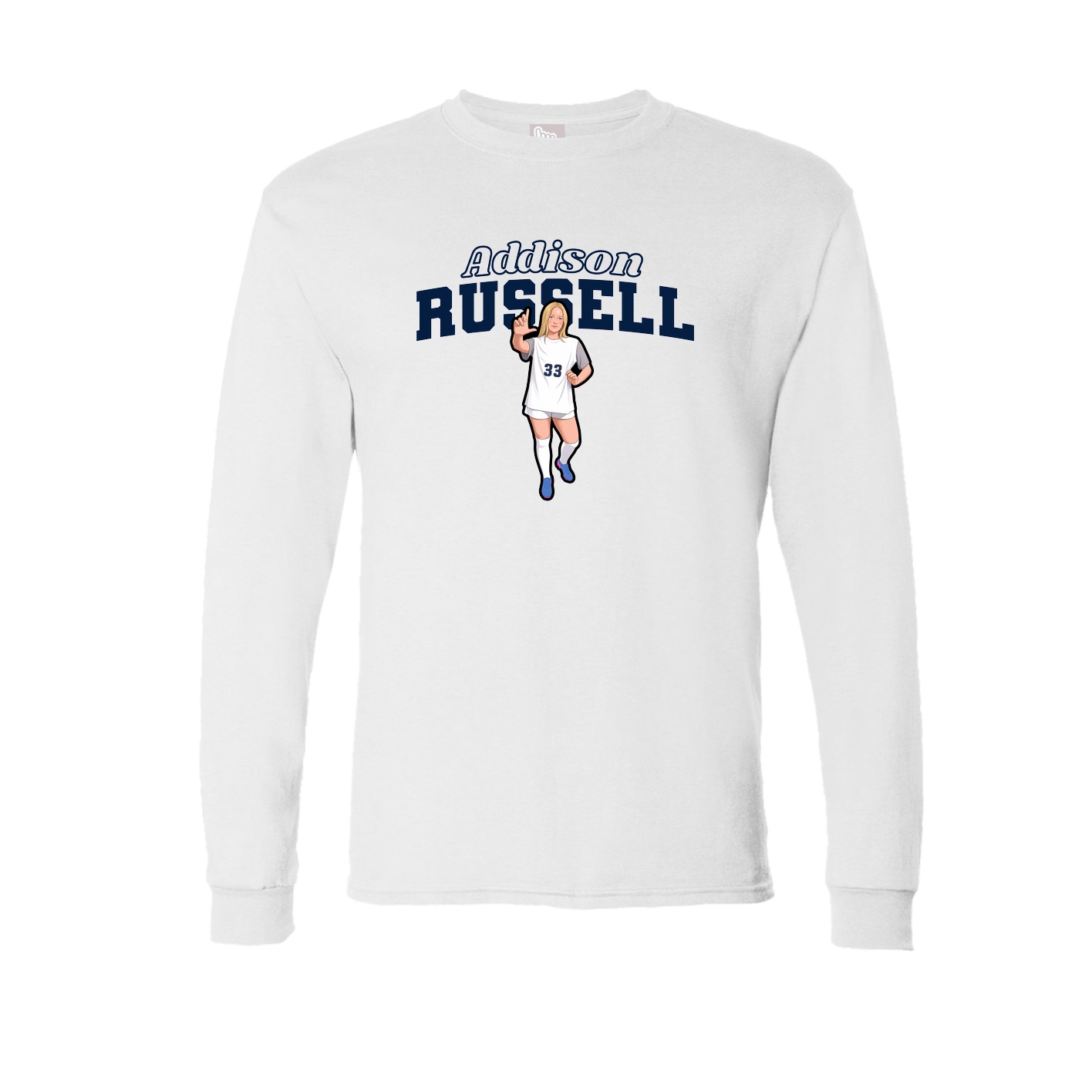 Long Sleeve Tee — Name Arch in White