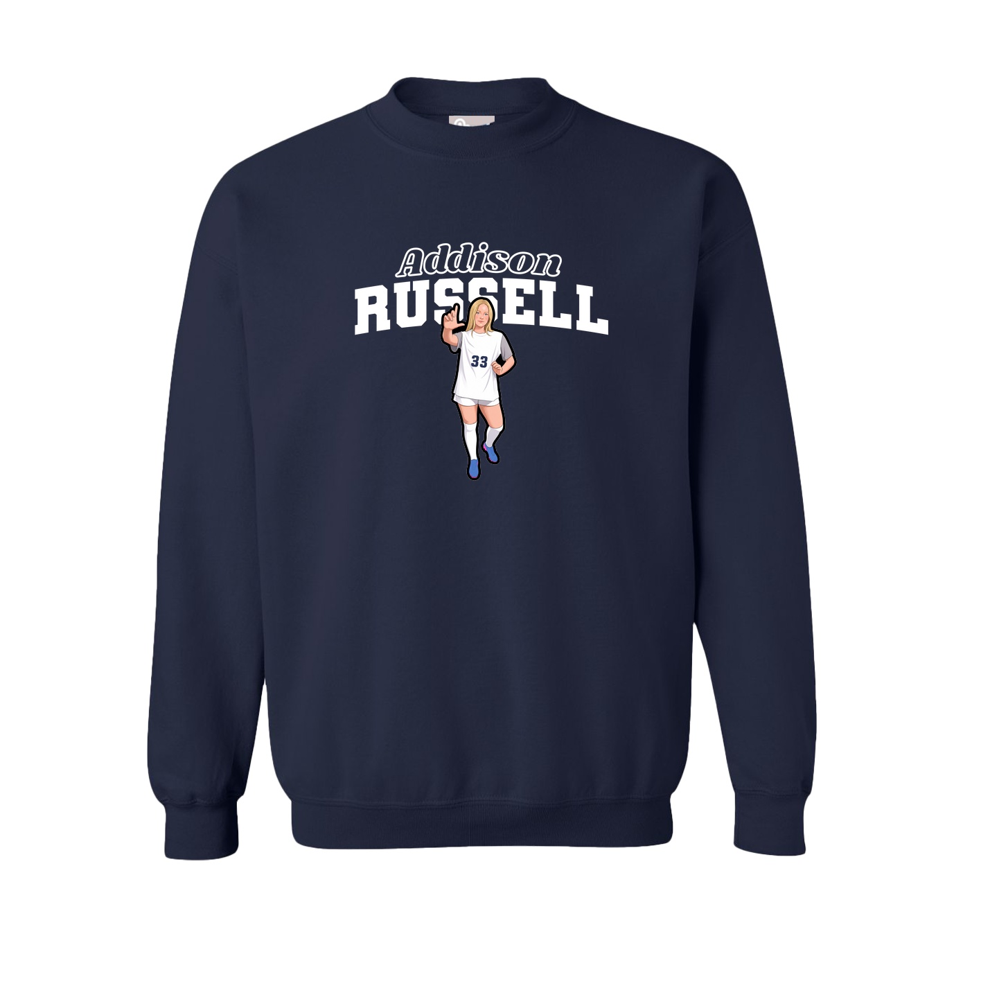 Fleece Crew — Name Arch in Navy