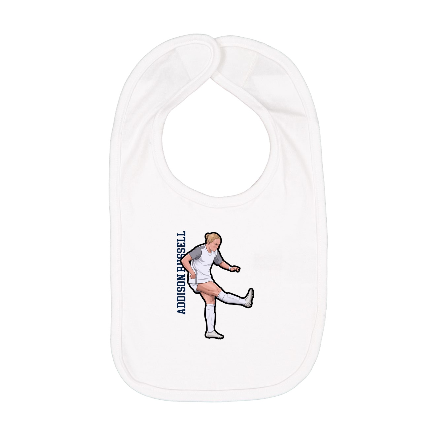 Infant Bib — Name Vertical in White
