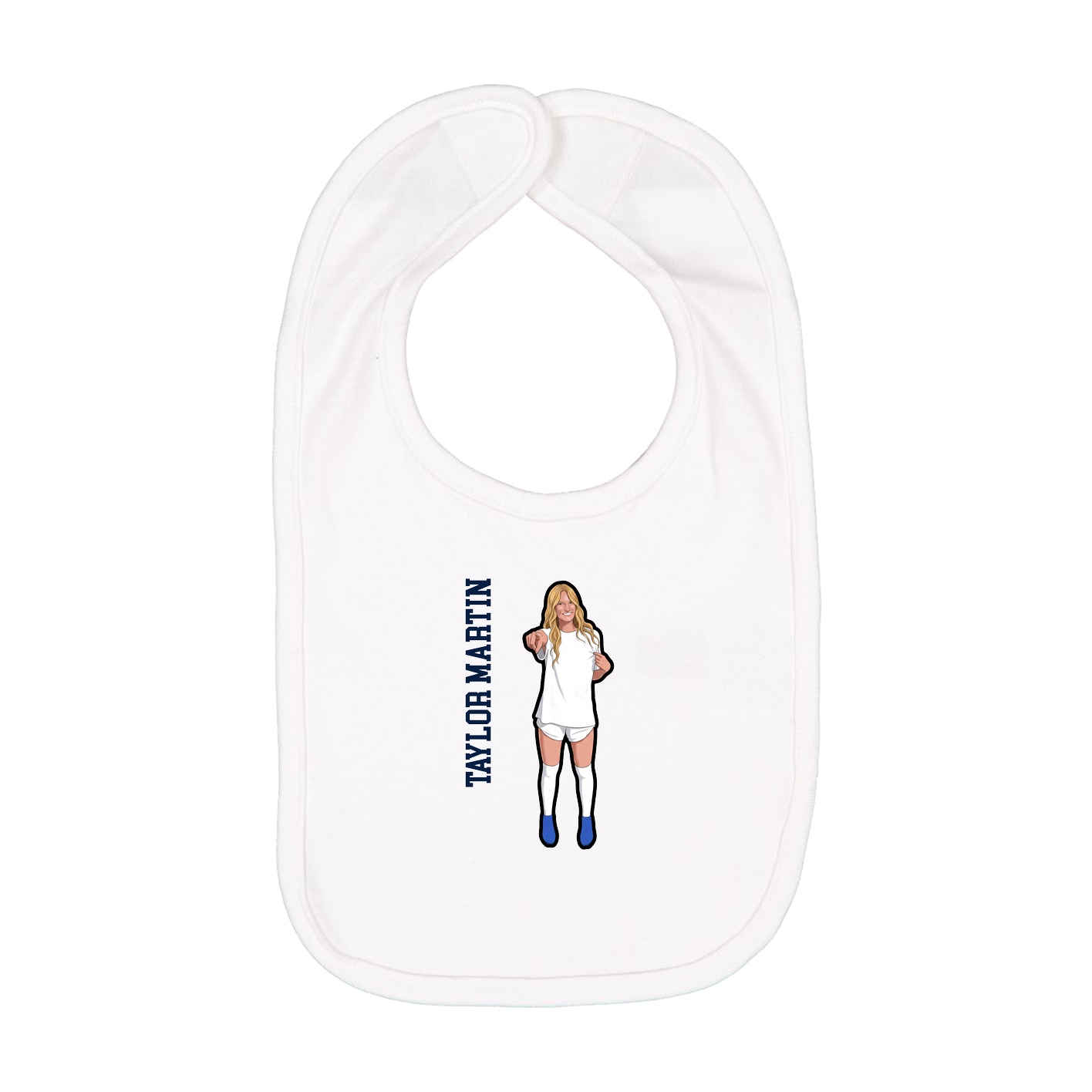 Infant Bib — Name Vertical in White
