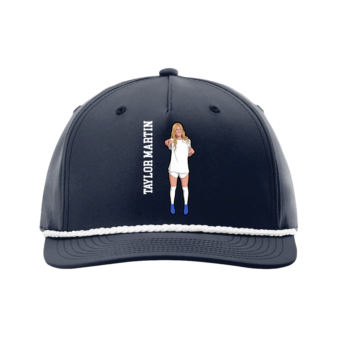 Five-Panel Classic Rope Cap — Name Vertical in Navy