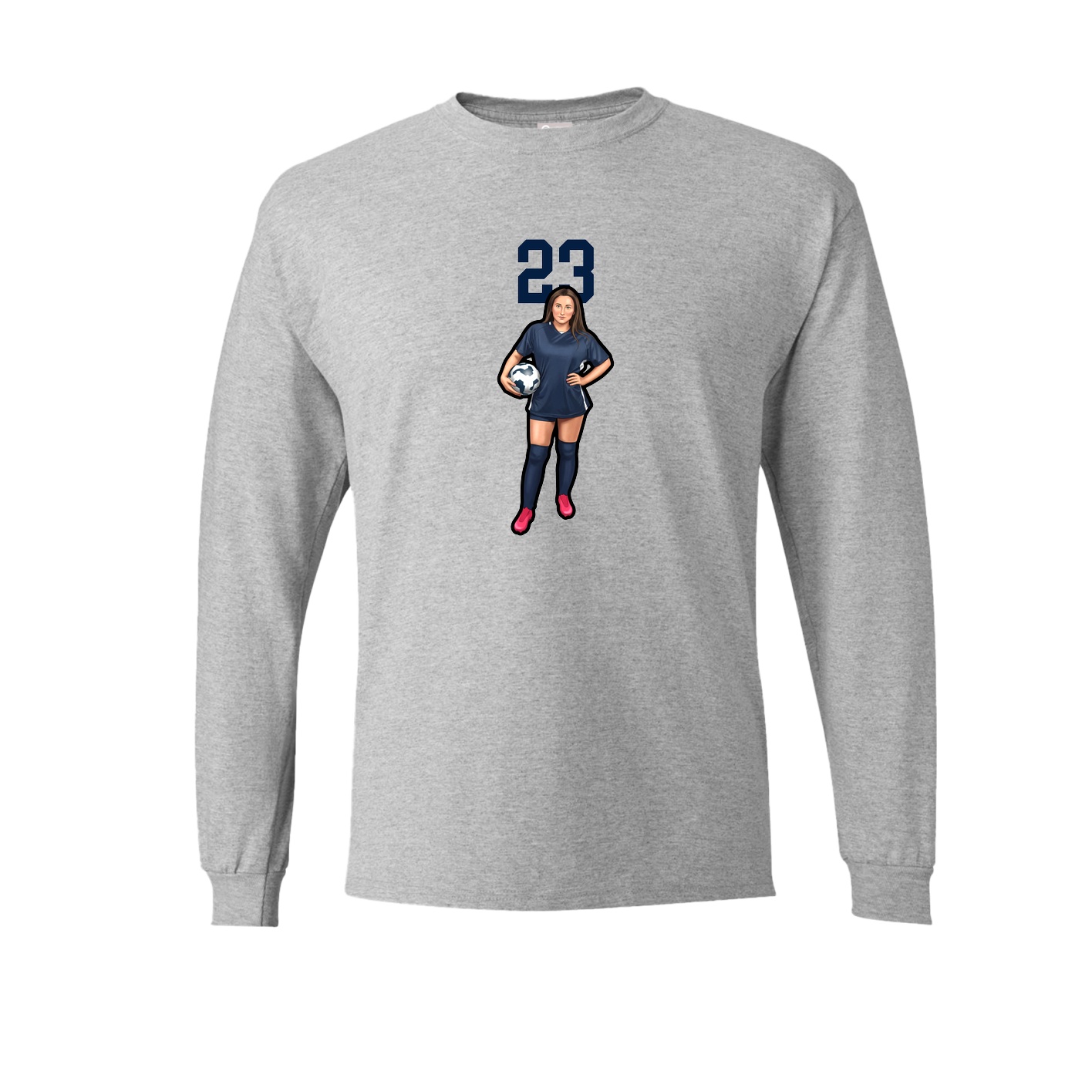 Long Sleeve Tee — Number Top in Grey