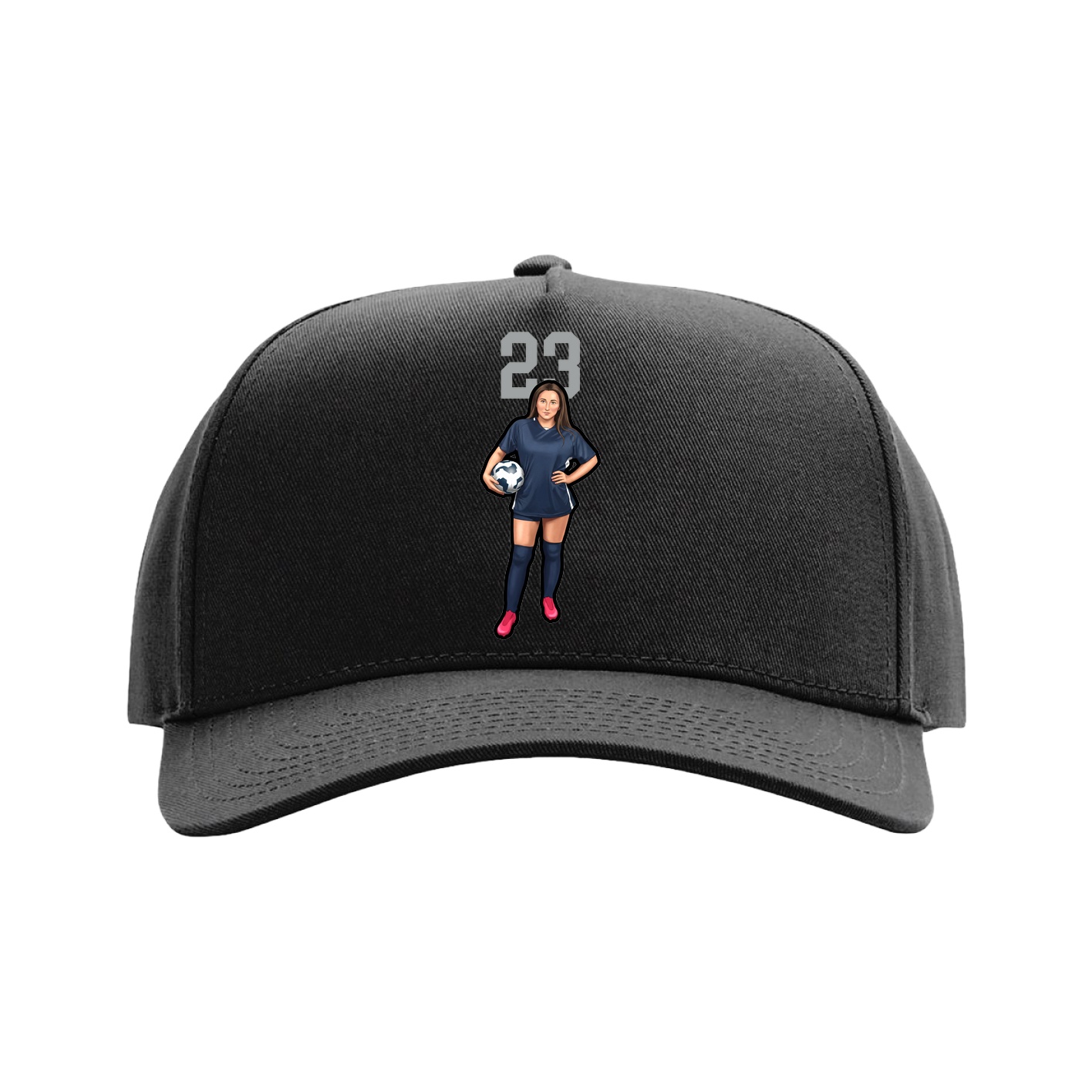 Full Fabric Five-Panel Champ Cap — Number Top in Black