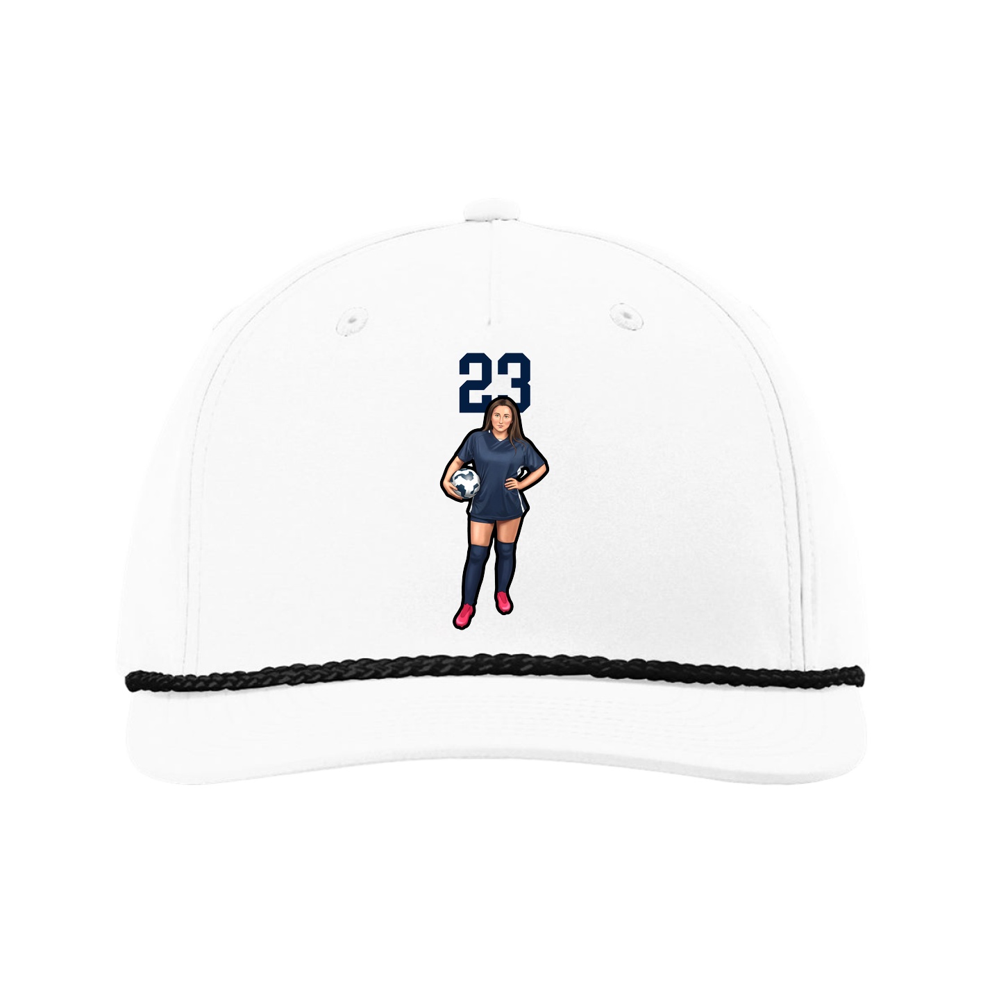Five-Panel Classic Rope Cap — Number Top in White