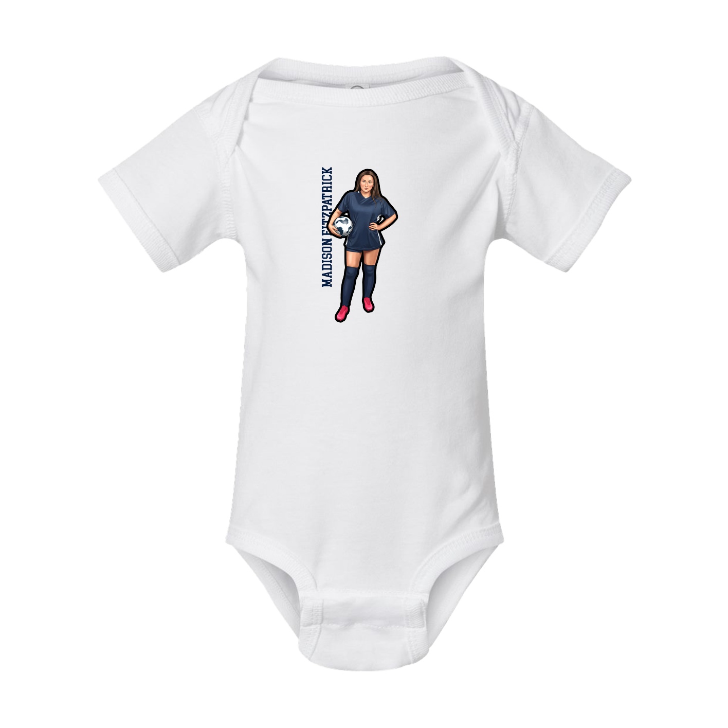 Baby Onesie — Name Vertical in White