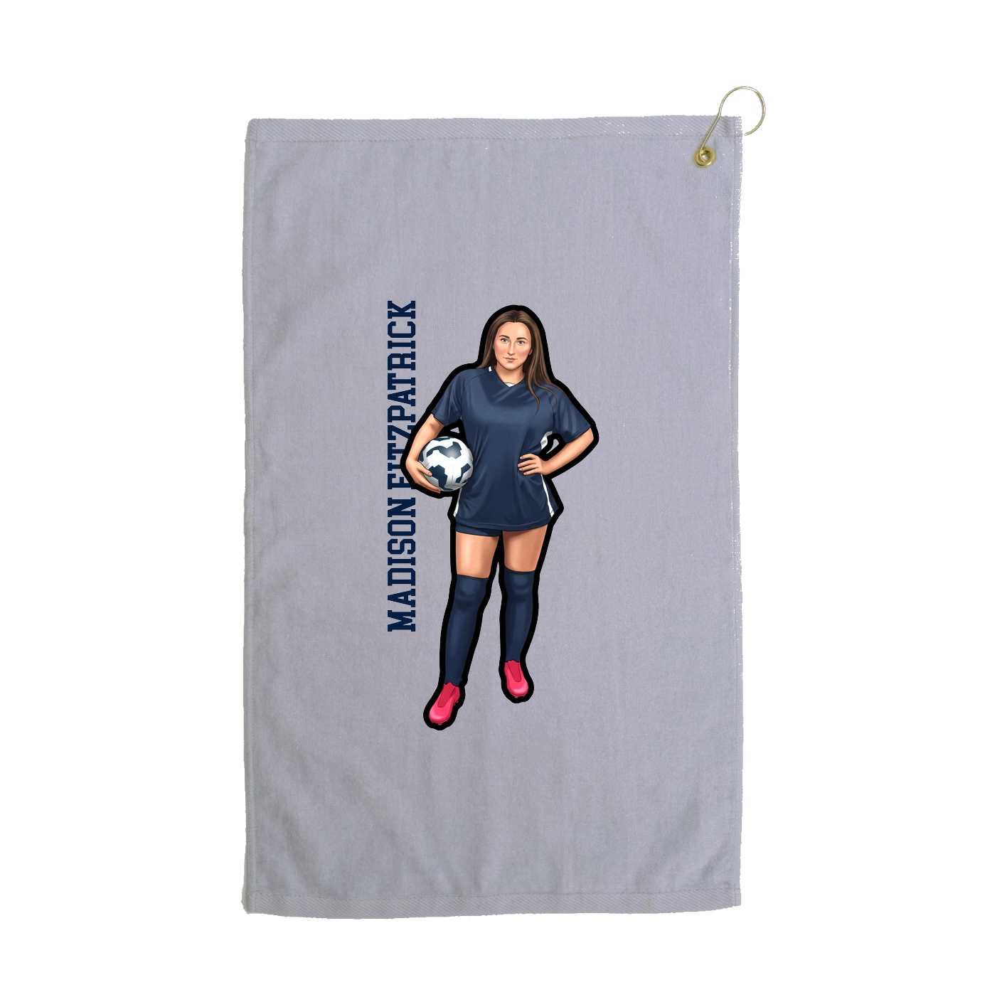 Golf Towel — Name Vertical in Grey