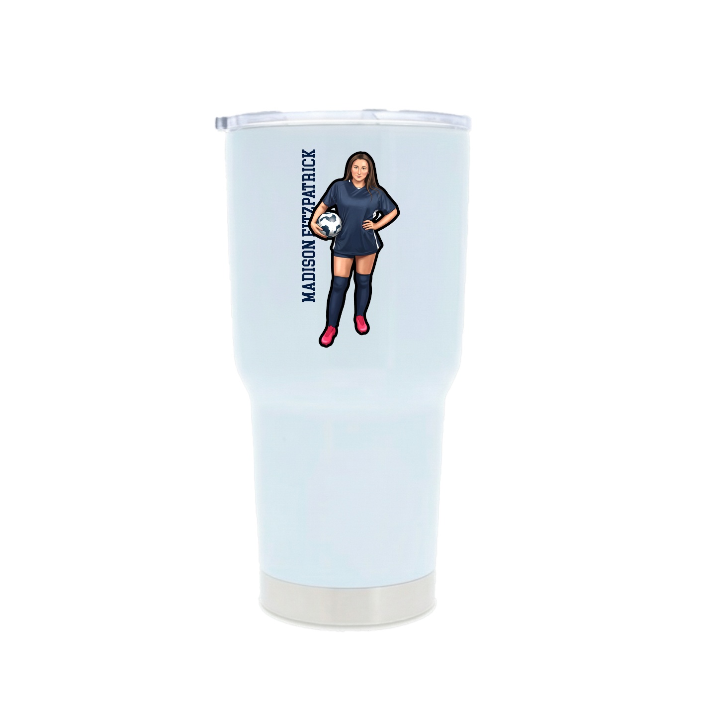 30oz Stainless Steel Tumbler — Name Vertical in White