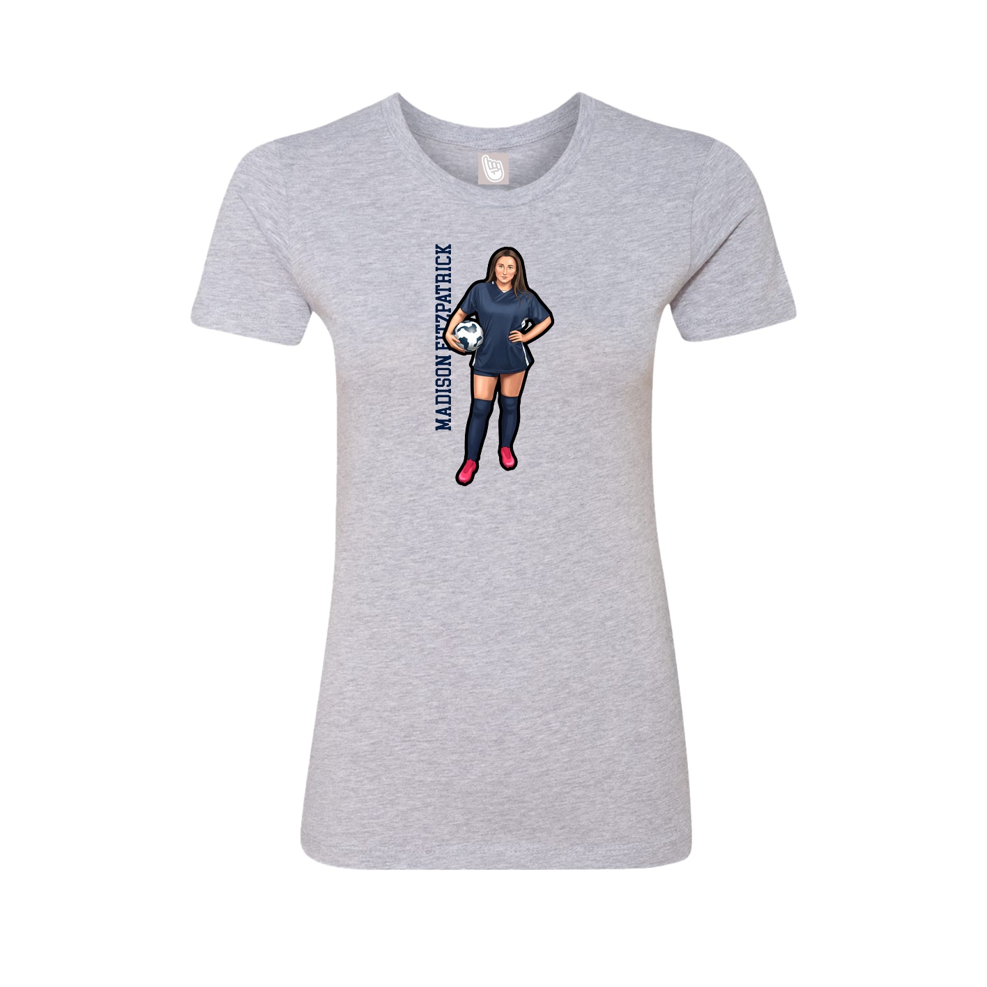 Fitted Women's Tee — Name Vertical in Grey