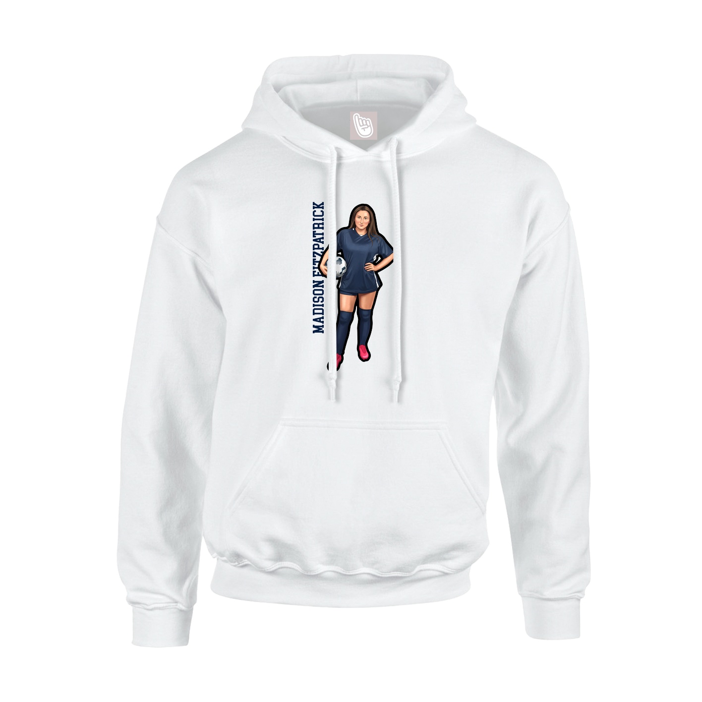 Youth Hoodie — Name Vertical in White