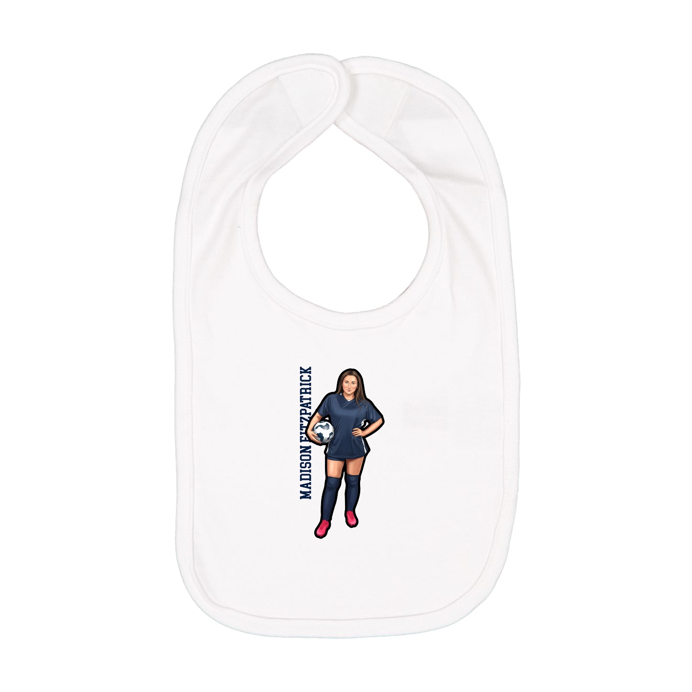 Infant Bib — Name Vertical in White