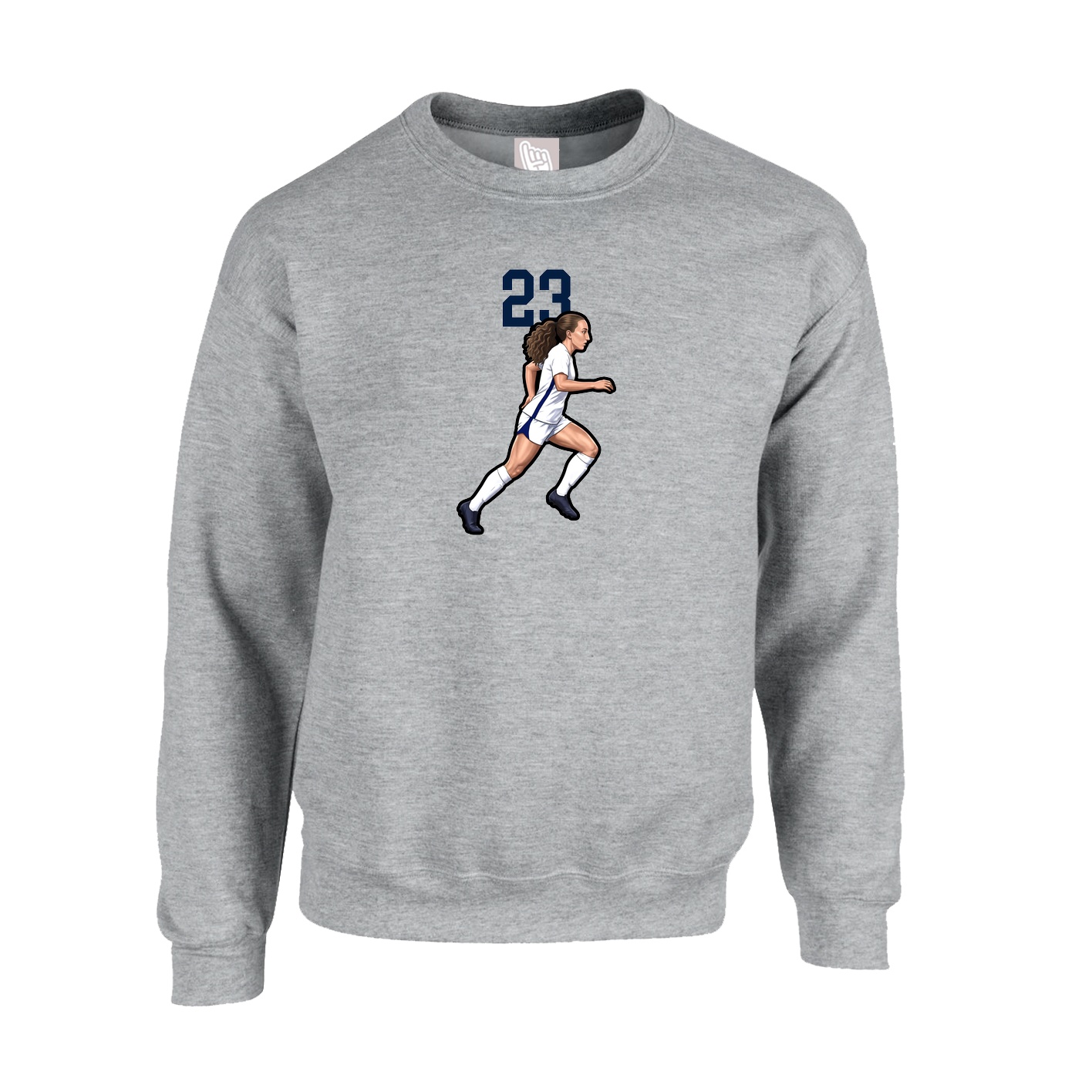 Fleece Crew — Number Top in Grey