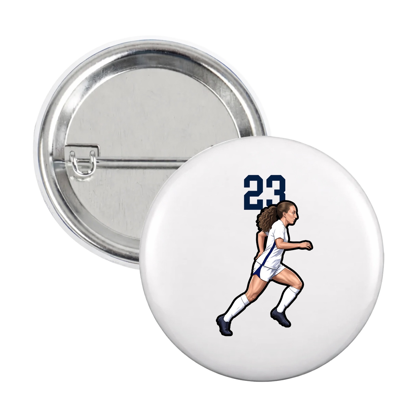 Game Day Button — Number Top in White