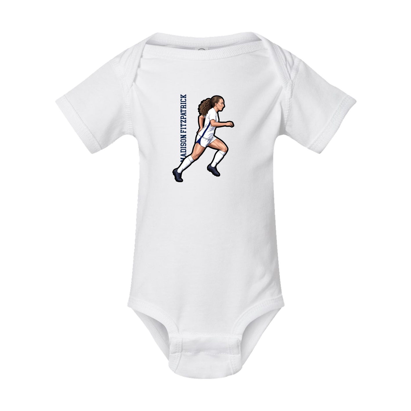 Baby Onesie — Name Vertical in White