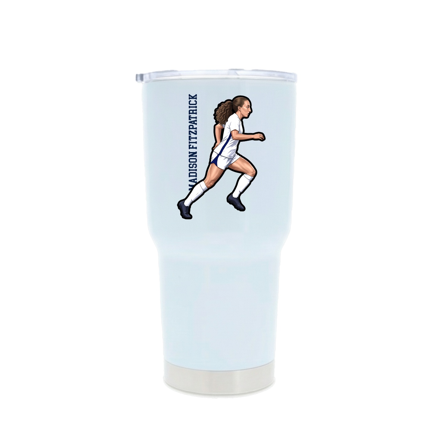 30oz Stainless Steel Tumbler — Name Vertical in White