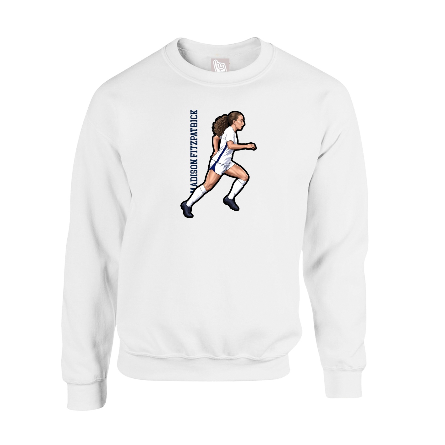 Fleece Crew — Name Vertical in White
