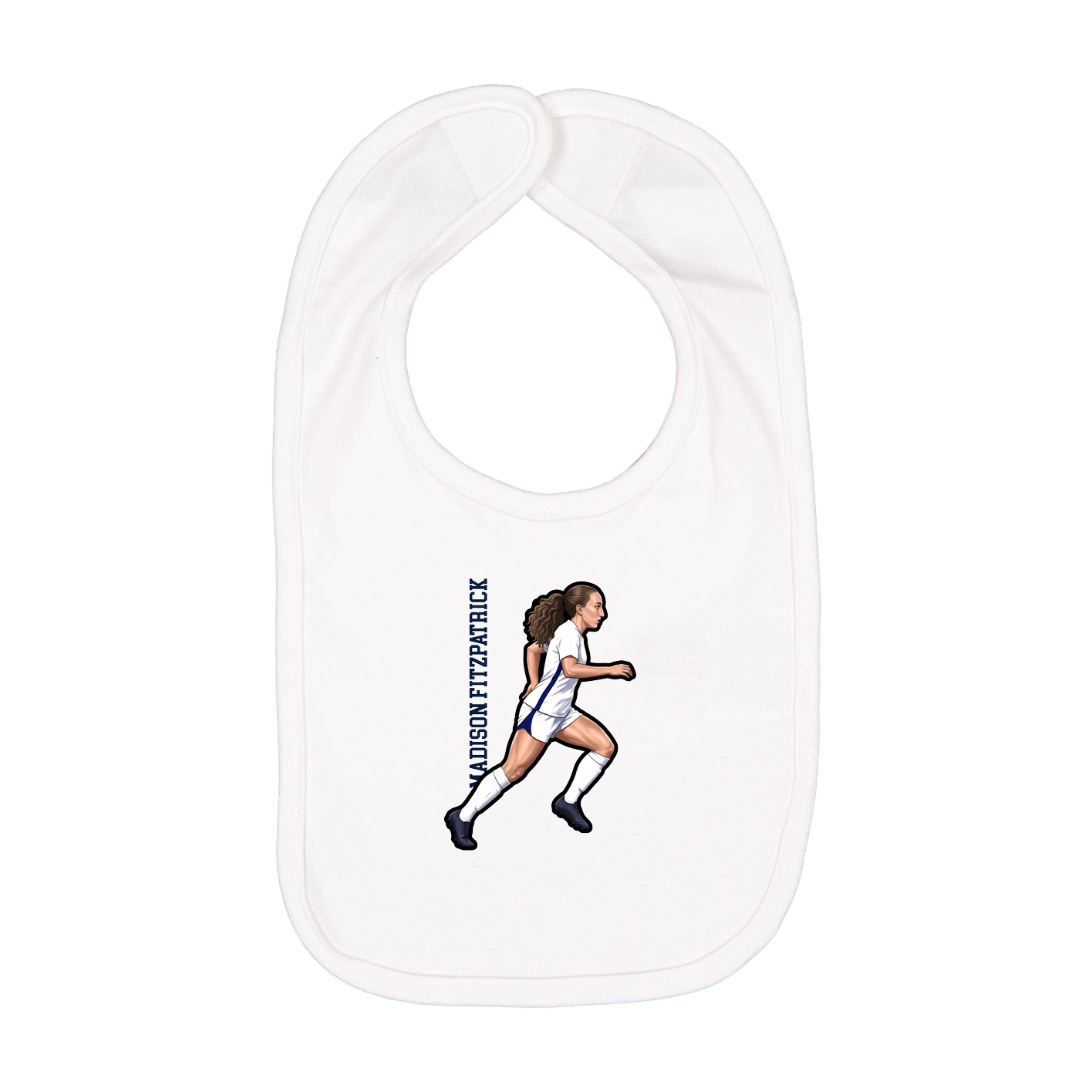Infant Bib — Name Vertical in White